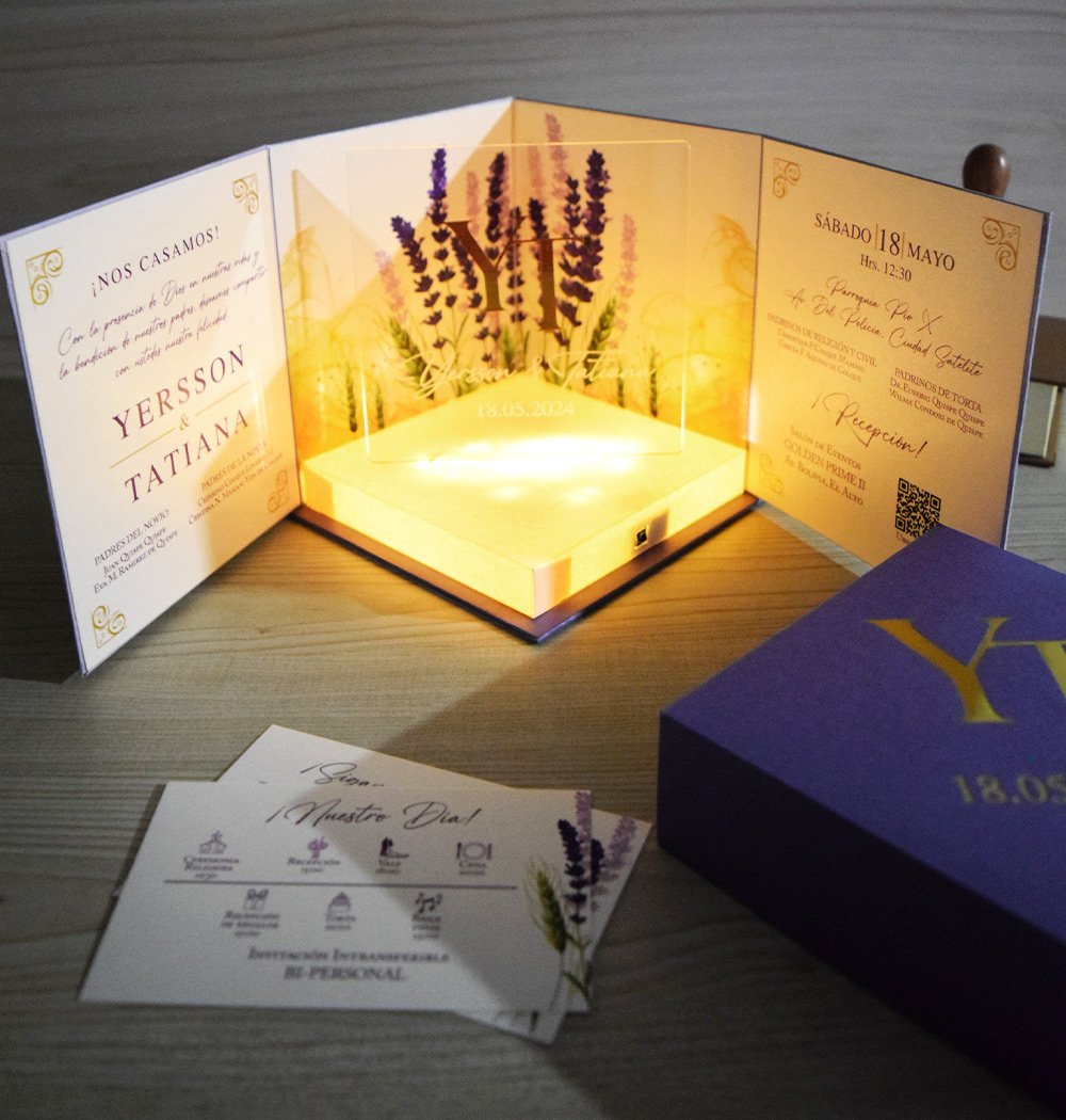 Invitación caja romántica