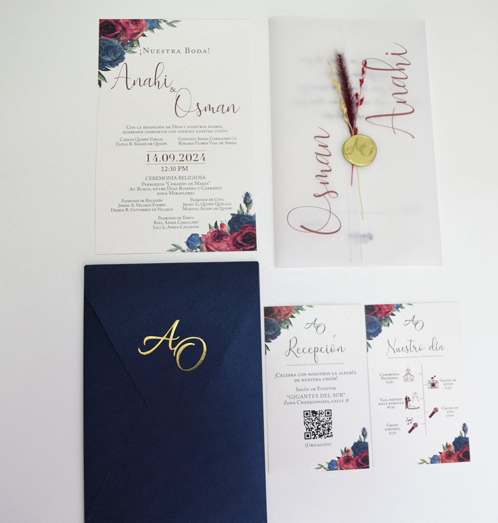 Invitación Azul floral
